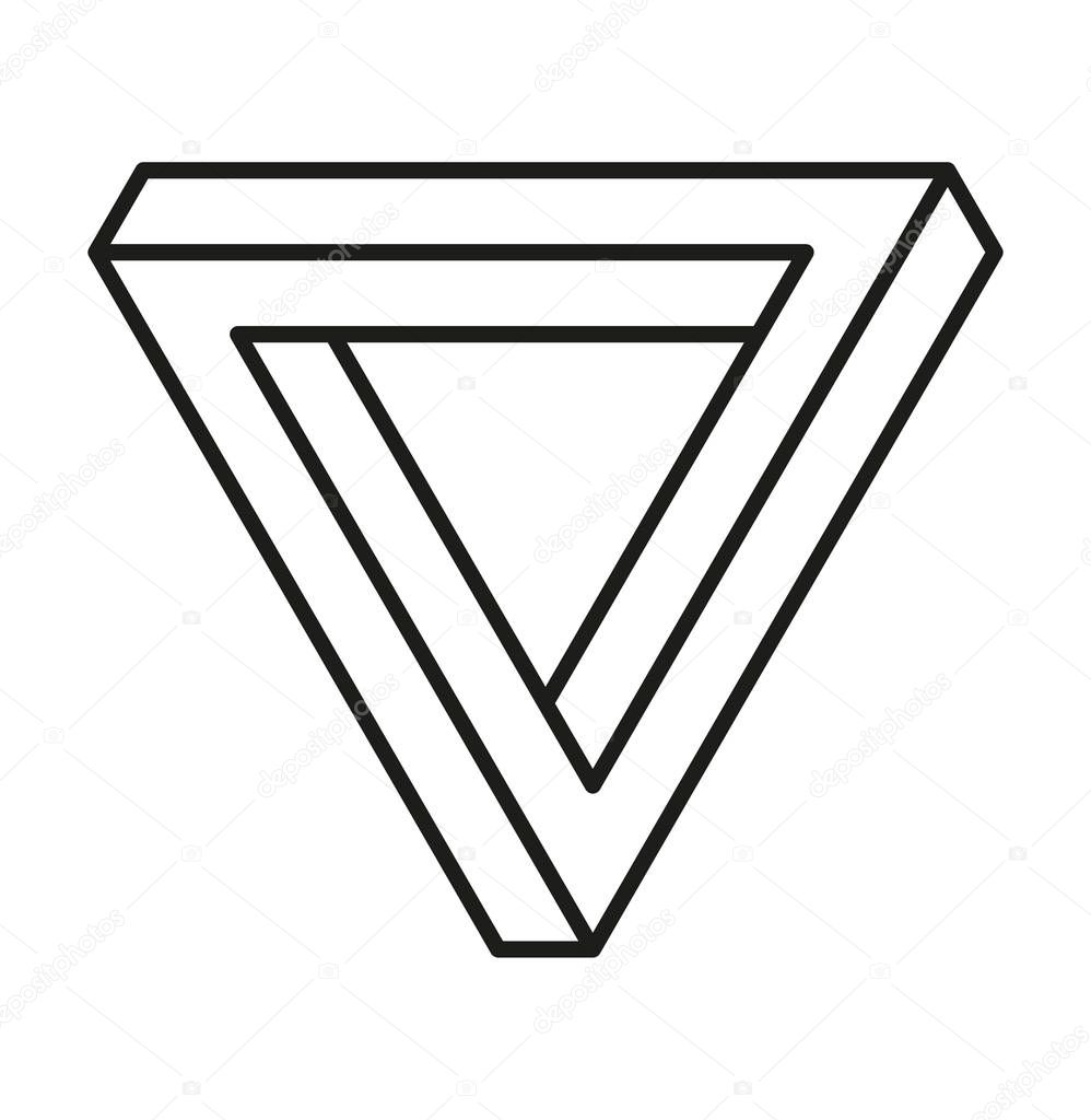 Impossible shapes. Optical Illusion. Vector Illustration isolated on white. Sacred geometry. Black lines on a white background.