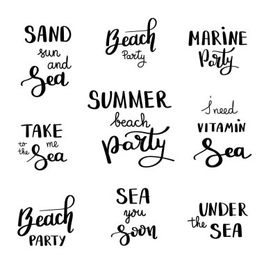 Yaz el fırça letterings çekilmiş. Yaz tipografi - Merhaba yaz. El yazısı yazıt vektör