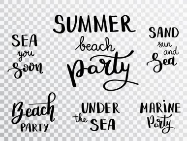 Vektör yaz Merhaba yazı. Saydam bir arka plan üzerinde yaz hat. El yazısı yazıt web, baskı, sanat, tekstil, kartları kullanılabilir. Modern fırça hat