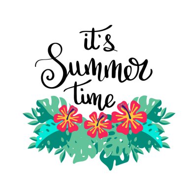 Yaz zamanı geldi. Yaz teklif. Tatil tebrik kartları için el yazısı. Elle çizilmiş şekil. Yazı el yazısı. El yazı çekilmiş. Yaz kartı tasarım öğeleri. 10 eps vektör.