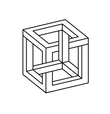 İmkansız şekiller. Optik yanılsama. Vektör çizim üzerinde beyaz izole. Kutsal geometri. Beyaz bir arka plan üzerinde siyah çizgiler.