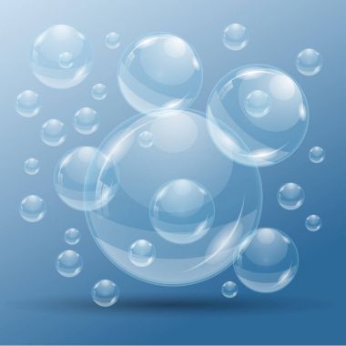 Sparkling water. Bubbles of water. The water molecule. Design elements. Vector background. clipart