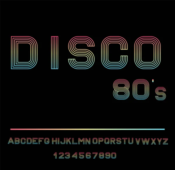 Disco Alphabet. 80 's Retro Font. Vector disco alfabeto . — Vector de stock