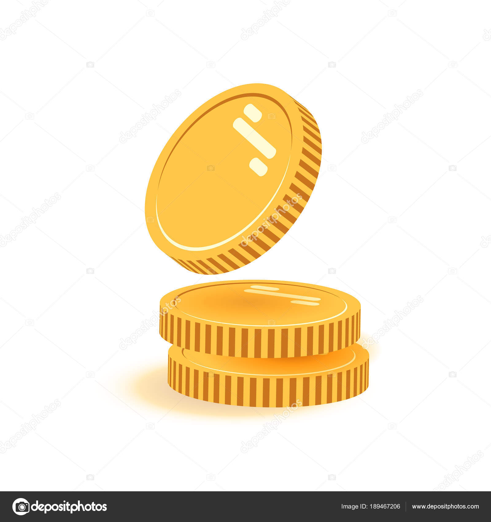 Stack Of Coins With Coin In Front Of It Icon Flat Coins Pile Coins Money One Golden Coin Standing On Stacked Gold Coins Modern Design Isolated On White Background Digital Currency Vector