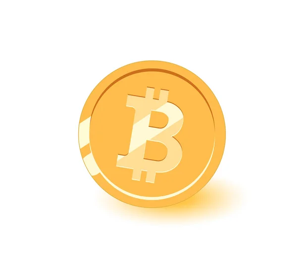 Bitcoin mince ikona. Zlaté bitcoin kreslený styl, samostatný. Lesklé zlaté bitcoin znamení pro designérů a ilustrátorů. Zlaťák ve formě vektorové ilustrace. Digitální měna. Vektorové ikony. — Stockový vektor