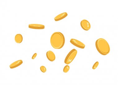 Altın patlama düz vektör. Tasarımcılar için bir karikatür tarzı havada yüzen efektli desen altın lira. Başarılı finansal planlama, karlı küçük işletmeler. Dijital para