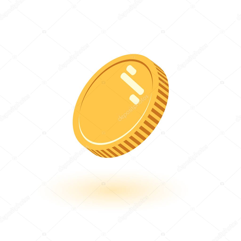 Coins vector illustration, icon flat finance heap, dollar coin pile. Golden money , gold piece isolated on white background - flat style