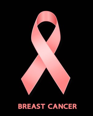 Pembe kurdele siyah arka plan. Meme Kanseri Bilinçlendirme şerit Background.Vector afiş. Vektör çizim.