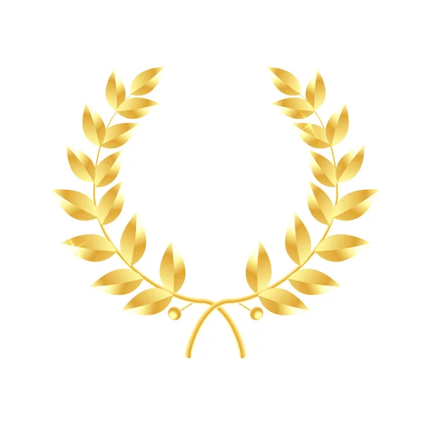 Couronne de feuilles icône. Couronne de laurier d'or. Symbole de victoire et de réussite. Illustration vectorielle isolée — Image vectorielle