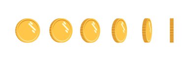 Coins set of vector sprites for rotation animation. Isolated gold coin. For mobile, desktop and web applications and games. Digital currency. clipart