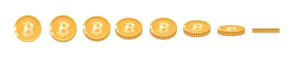 Bitcoin moeda de ouro em ângulos diferentes para animação. Conjunto de vetores Bitcoin. Dinheiro financeiro moeda bitcoin ilustração. Moeda digital. Ícone vetorial . —  Vetores de Stock