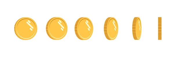 Ensemble de pièces de monnaie de sprites vectoriels pour l'animation de rotation. Pièce d'or isolée. Pour applications et jeux mobiles, de bureau et web. Monnaie numérique . — Image vectorielle