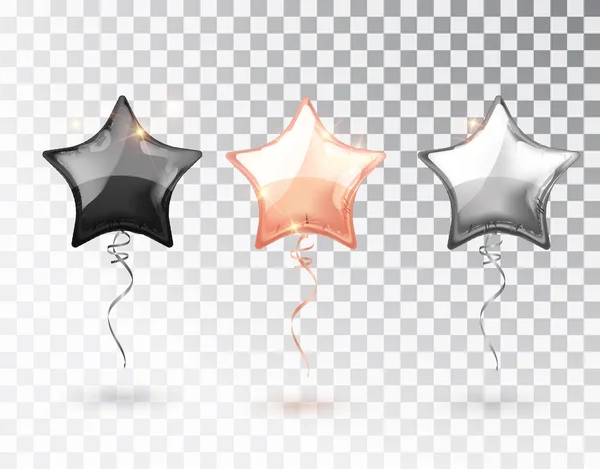 Αστέρων Μπαλόνι Διαφανές Φόντο Κόμμα Ήλιο Μπαλόνια Διακόσμηση Σχεδιασμός Εκδήλωσης — Διανυσματικό Αρχείο