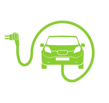 Elektrik şarj istasyonu sembolü. Elektrikli Araba şarj simgesi izole. Elektrikli araç yeşil elektrikli araba şarj noktası simge vektör. Yenilenebilir çevre teknolojileri. Vektör çizim.