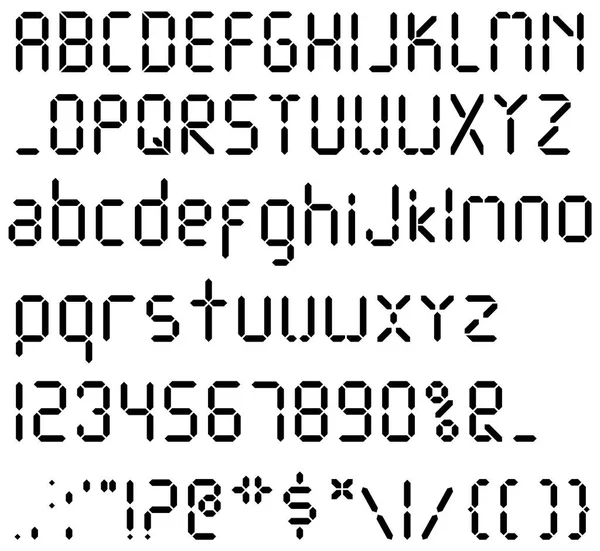 Digital font alarm clock letters numbers and letters set for a