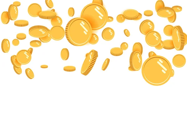 Goldmünzen explodieren Flachvektor. Goldmünzen mit dem in der Luft schwebenden Effekt im Cartoon-Stil für Designer. erfolgreiche Finanzplanung, profitable Kleinunternehmen. Digitalwährung — Stockvektor