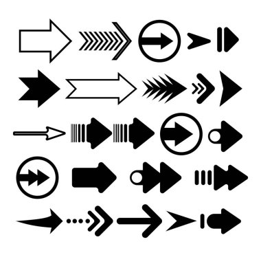Ok vektörü. Farklı okları beyaz arkaplanda izole et