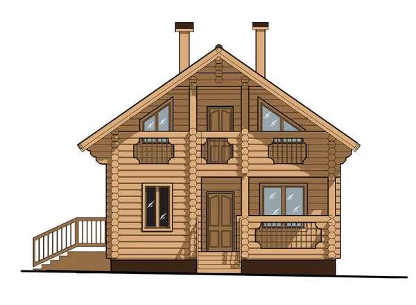 House of the log on a white background. Exterior. Architectural design. Wooden stroitelsvo. Russian wooden houses.Isolated object on a background. — Stock Illustration House of the log on a white background. Exterior. Architectural design. Wooden stroitelsvo. Russian wooden houses.Isolated object on a background. Royalty Free Stock Illustrations