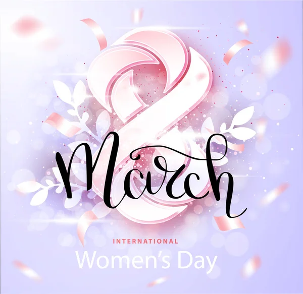 8 de marzo Día Internacional de la Mujer. Hermoso fondo del día de las mujeres con el número 8. Plantilla de diseño de moda . — Archivo Imágenes Vectoriales