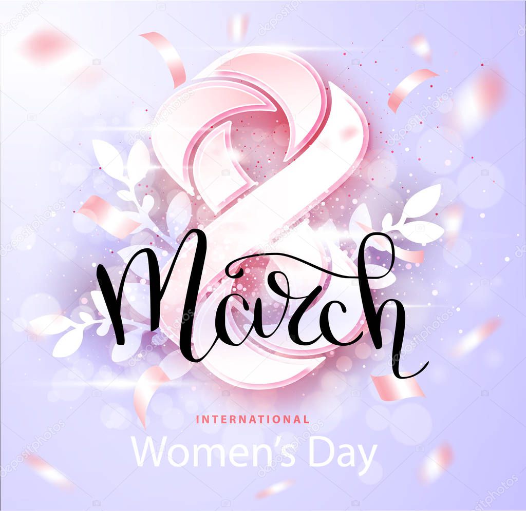 8 March International women s day. Beautiful womans day background with number 8. Trendy Design Template.