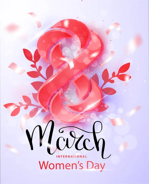 March 8. International Womens day background. Greeting card, flyer or brochure template. Vector illustration — Stock Vector
