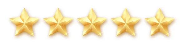Qualitätseinstufung. Fünf goldene Sterne. beste Wertschätzung der Qualität. Vektor Set von Goldsternen — Stockvektor