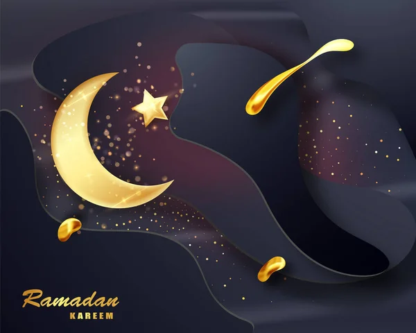 Ramazan Kareem İslami tasarım hilal ay. Ramazan bayrağı — Stok Vektör