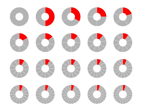 Brüche Vektorsymbole. Kuchendiagramm-Kreise. Diagrammelemente. — Stockvektor