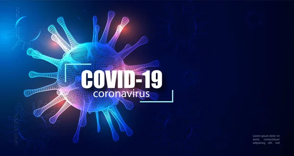 Επιγραφή Coronavirus COVID-19 σε σκούρο φόντο. Μυθιστόρημα Coronavirus COVID-19 — Διανυσματικό Αρχείο