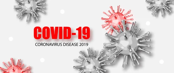 Μυθιστόρημα Coronavirus COVID-19. Ιστορικό με ρεαλιστικά ιογενή κύτταρα. απεικόνιση διανύσματος συμβόλου κινδύνου — Διανυσματικό Αρχείο