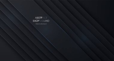 Siyah vektör arkaplan çizgileri. Geometrik siyah dokuyu tasarla. Siyah kağıt katmanlı üç boyutlu arkaplan