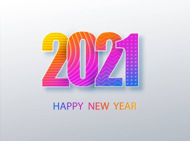 Kağıt stilinde mutlu 2021 yılbaşı afişleri. Mevsimlik tatil ilanlarınız, selamlamalarınız ve davetiyeleriniz, Noel temalı tebrik ve kartlarınız için 2021 modern metin vektör tasarımı