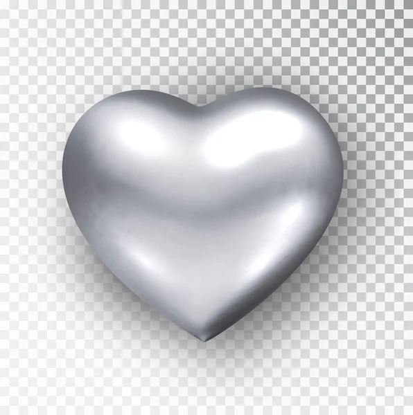 Серебряное сердце изолировано Реалистичный вектор формы металлического сердца. С Днем святого Валентина! День Святого Валентина или свадебный знак. Понятие любви . — стоковый вектор