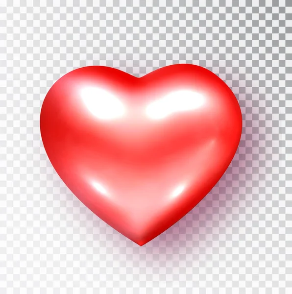 Coeur rouge isolé. Vecteur réaliste de forme de coeur — Image vectorielle