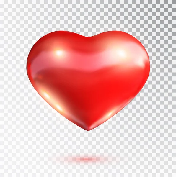 Rood hart geïsoleerd op transparante achtergrond. Gelukkige Valentijnsdag wenssjabloon. Vectorillustratie — Stockvector
