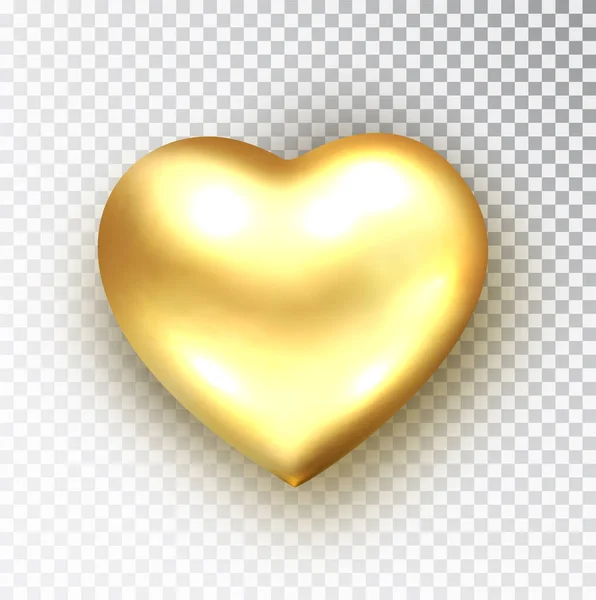 Золотое сердце изолировано. Реалистичный вектор формы металлического сердца. Happy Valentine 's day design element. День Святого Валентина или свадебный знак. Понятие любви . — стоковый вектор