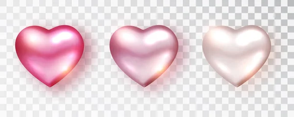 Καρδιές που αποχρώσεις του ροζ χρώματος για το σχεδιασμό Ημέρα του Αγίου Βαλεντίνου απομονώνονται φόντο ένα διαφανές φόντο. Ρεαλιστική διακόσμηση. Εικονογράφηση διανύσματος. Έννοια αγάπης — Διανυσματικό Αρχείο