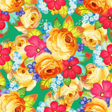 Gül ve haşhaş 1 oldukça vintage seamless modeli