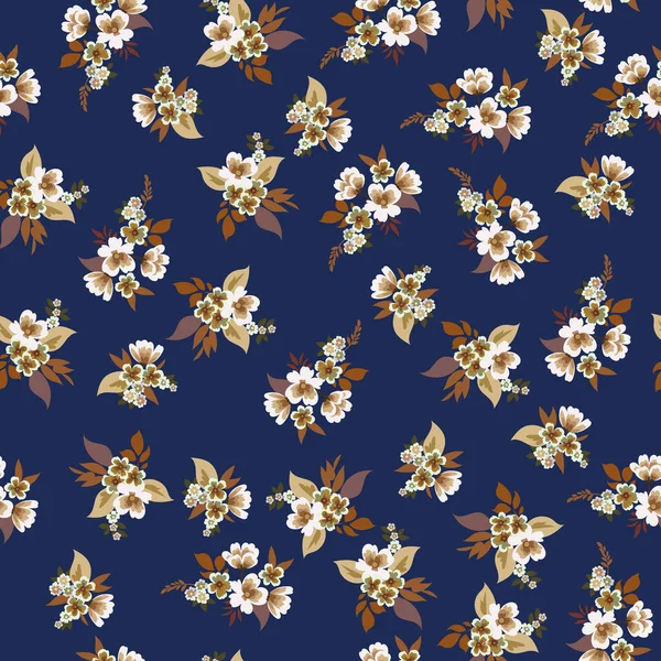 Conception d'impression de mode florale pour le printemps, robe femme d'été.Petit tissu de fleurs — Image vectorielle