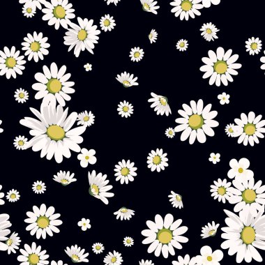 Bahar için papatya desenli çiçek desenli, yaz kadını elbisesi.