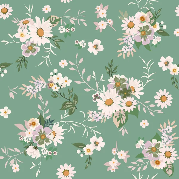 Blumenmodendesign mit Gänseblümchen für Frühling, Sommer Frauenkleid — Stockvektor