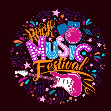 Rock müzik festivali harfleri için vektör posteri
