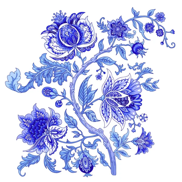 Красива вінтажна гілка з декоративними квітами — стоковий вектор