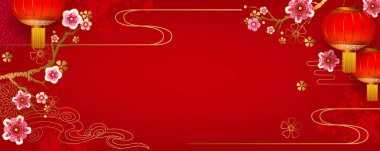 Fenerli tatil tasarımı için Çin çiçekli arka plan