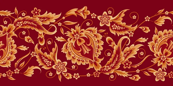 Borde Sin Costuras Con Elemento Floral Decorativo Estilo Oriental — Vector de stock