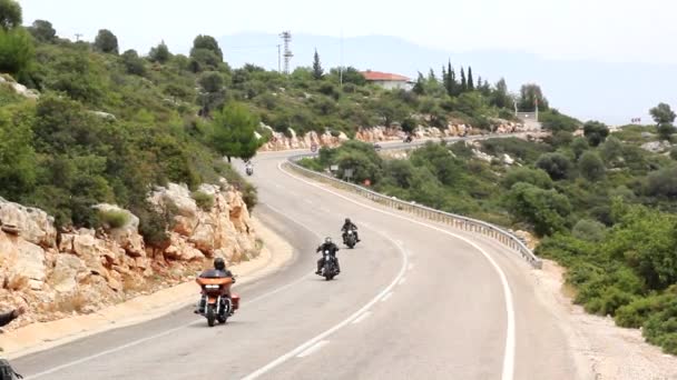 Antalya Turquía Mayo 2017 Convoyes Automóviles Harley Davidson Carretera Nombre — Vídeos de Stock