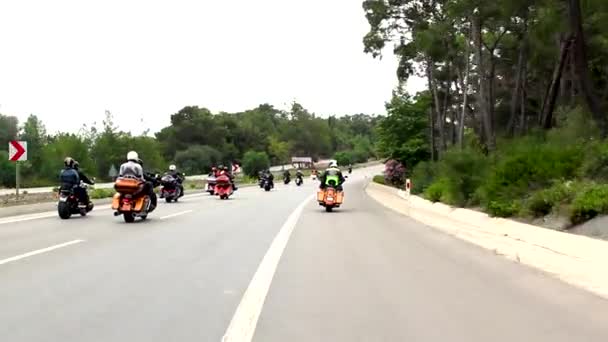 Antalya Turquia Maio 2017 Antalya Caravanas Motoras Harley Davidson Estrada — Vídeo de Stock