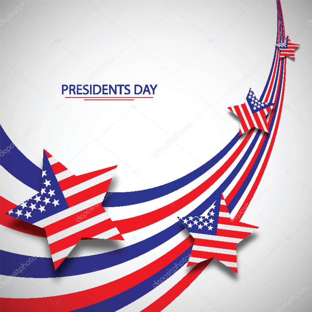Presidents day poster with hat on blue background