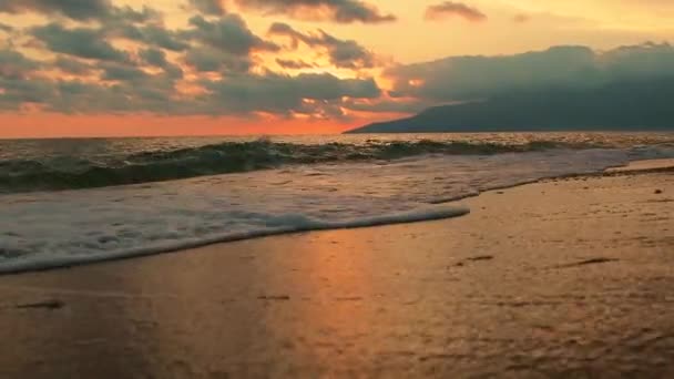 Śródziemnomorska Plaża Zachód Słońca Asia — Wideo stockowe