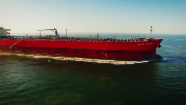 Luftaufnahme Von Containerschiff Ozean — Stockvideo